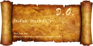 Dufek Oszkár névjegykártya